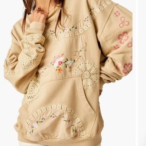 NWT Free People Gram’s Attic Oversized Embroidered Sweatshirt
